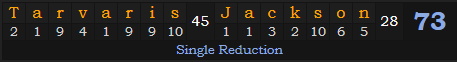 "Tarvaris Jackson" = 73 (Single Reduction)