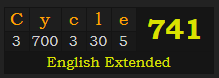 "Cycle" = 741 (English Extended)
