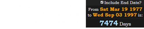 Kyoko was in her 7474th day since birth when her daughter Hana was born: