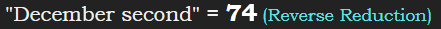 "December second" = 74 (Reverse Reduction)