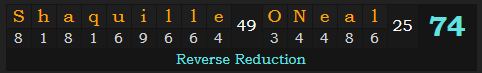 "Shaquille O'Neal" = 74 (Reverse Reduction)