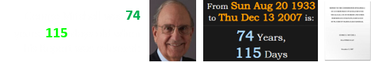 George Mitchell was 74 years, 115 days old when his Report was released: