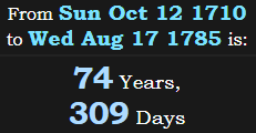 74 Years, 309 Days