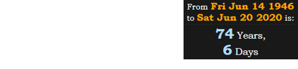 On the date of his rally in Tulsa, Donald Trump will be 74 years, 6 days old: