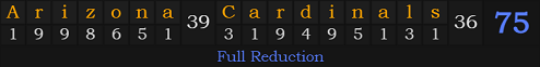 "Arizona Cardinals" = 75 (Full Reduction)