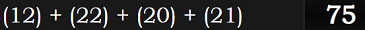 (12) + (22) + (20) + (21) = 75