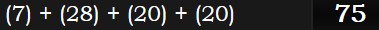 (7) + (28) + (20) + (20) = 75