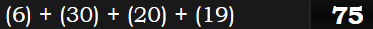 (6) + (30) + (20) + (19) = 75