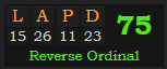 "LAPD" = 75 (Reverse Ordinal)