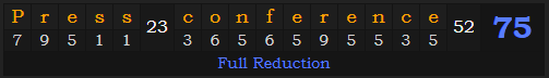 "Press conference" = 75 (Full Reduction)