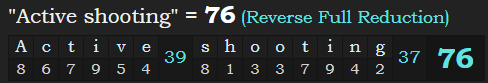 "Active shooting" = 76 (Reverse Full Reduction)