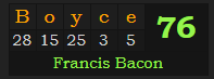 "Boyce" = 76 (Francis Bacon)
