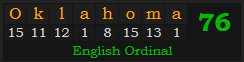 "Oklahoma" = 76 (English Ordinal)