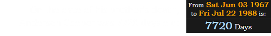 On the date of his brother's death, Anderson Cooper was 7720 days old: