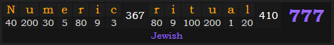 "Numeric ritual" = 777 (Jewish)