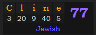 "Cline" = 77 (Jewish)