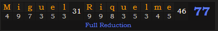 "Miguel Riquelme" = 77 (Full Reduction)