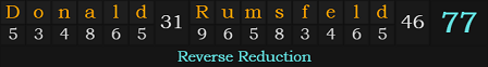 "Donald Rumsfeld" = 77 (Reverse Reduction)