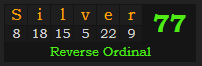 "Silver" = 77 (Reverse Ordinal)