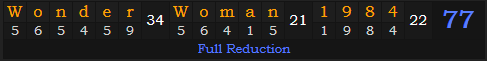 "Wonder Woman 1984" = 77 (Full Reduction)