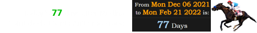 Today is 77 days after Medina Spirit died at Santa Anita racetrack: