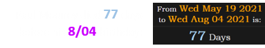 Paul Mooney died 77 days before his 8/04 birthday: