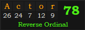 "Actor" = 78 (Reverse Ordinal)