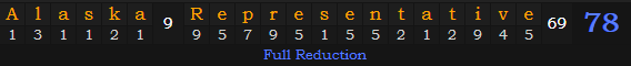 "Alaska Representative" = 78 (Full Reduction)