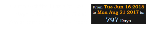 Game 6 of the Finals fell 797 days before the first Great American total solar eclipse: