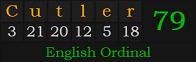 "Cutler" = 79 (English Ordinal)