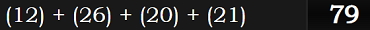 (12) + (26) + (20) + (21) = 79