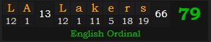 "LA Lakers" = 79 (English Ordinal)