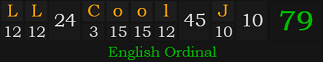 "LL Cool J" = 79 (English Ordinal)