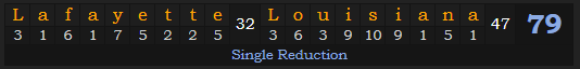 "Lafayette, Louisiana" = 79 (Single Reduction)