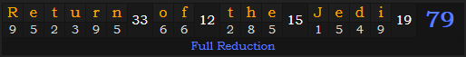 "Return of the Jedi" = 79 (Full Reduction)