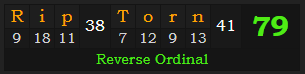 "Rip Torn" = 79 (Reverse Ordinal)