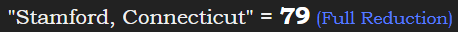 "Stamford, Connecticut" = 79 (Full Reduction)