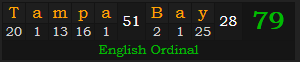 "Tampa Bay" = 79 (English Ordinal)