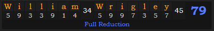 "William Wrigley" = 79 (Full Reduction)