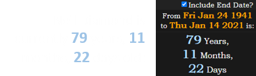 Neil Diamond is currently 79 years, 11 months, 22 days old: