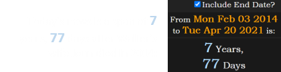 Today’s news is a span of 7 years, 77 days after Walter’s wife Joan died in 2014: