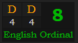 "DD" = 8 (English Ordinal)