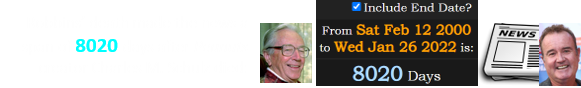 Robbins’ death made the news a span of 8020 days after Peanuts creator Charles M. Schulz died: