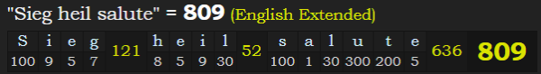 "Sieg heil salute" = 809 (English Extended)