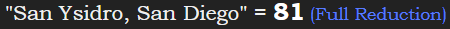 "San Ysidro, San Diego" = 81 (Full Reduction)