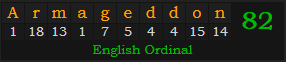 "Armageddon" = 82 (English Ordinal)