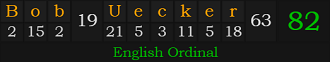 "Bob Uecker" = 82 (English Ordinal)