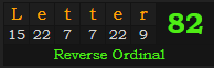 "Letter" = 82 (Reverse Ordinal)