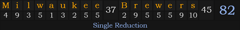 "Milwaukee Brewers" = 82 (Single Reduction)