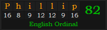 "Phillip" = 82 (English Ordinal)